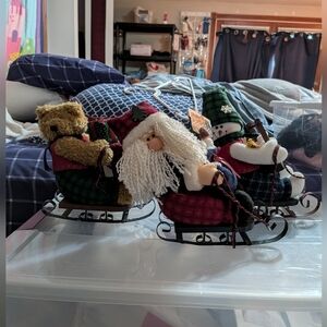 3 Christmas Plush Sleigh Decorations